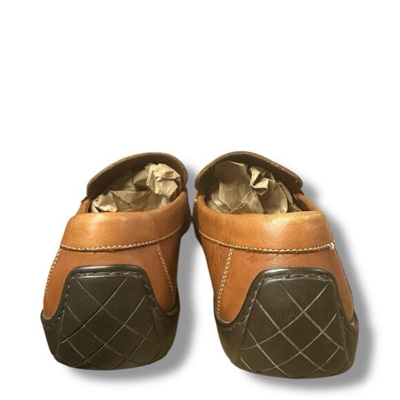 Donald J Pliner Eleo Driving Loafers Shoes Horsebit Moc Toe Brown Leather Sz 9.5